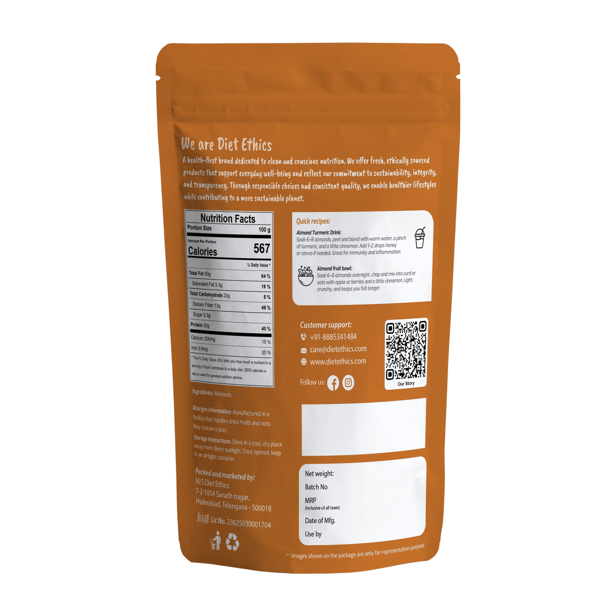 Raw California almonds showing premium white color and quality