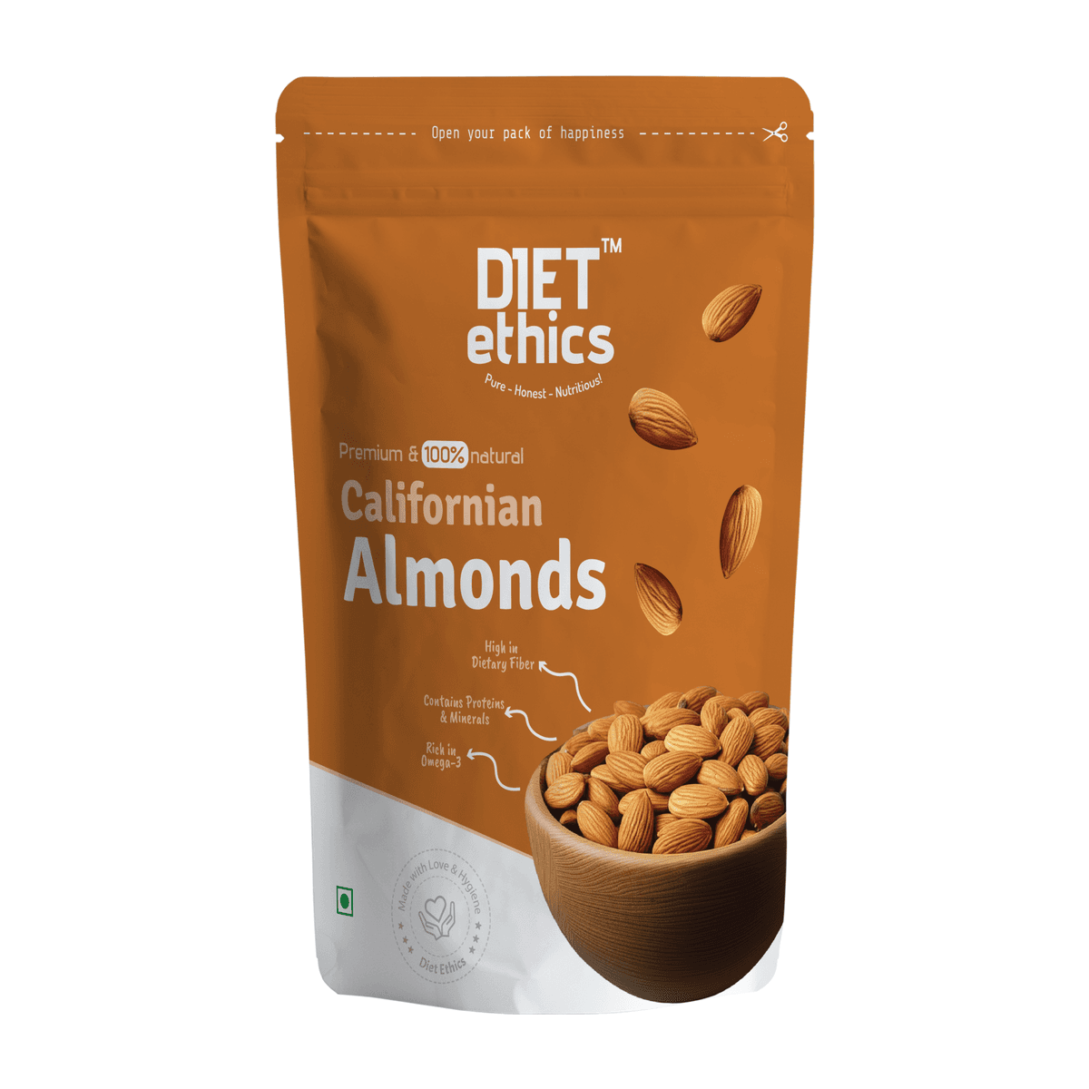 Californian Almonds 200g premium dry fruit pack