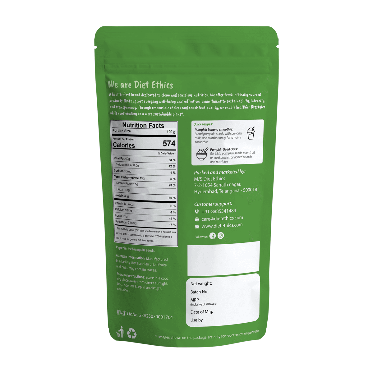 Raw pumpkin seeds showing premium quality and color