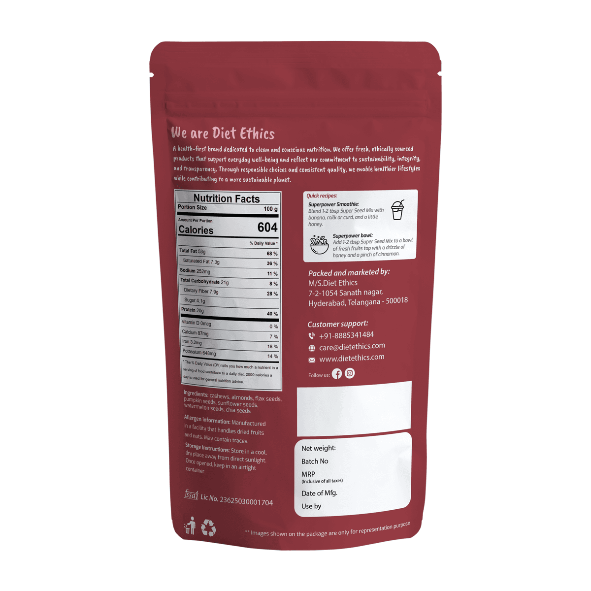 Mixed nuts and seeds trail mix showing variety and quality